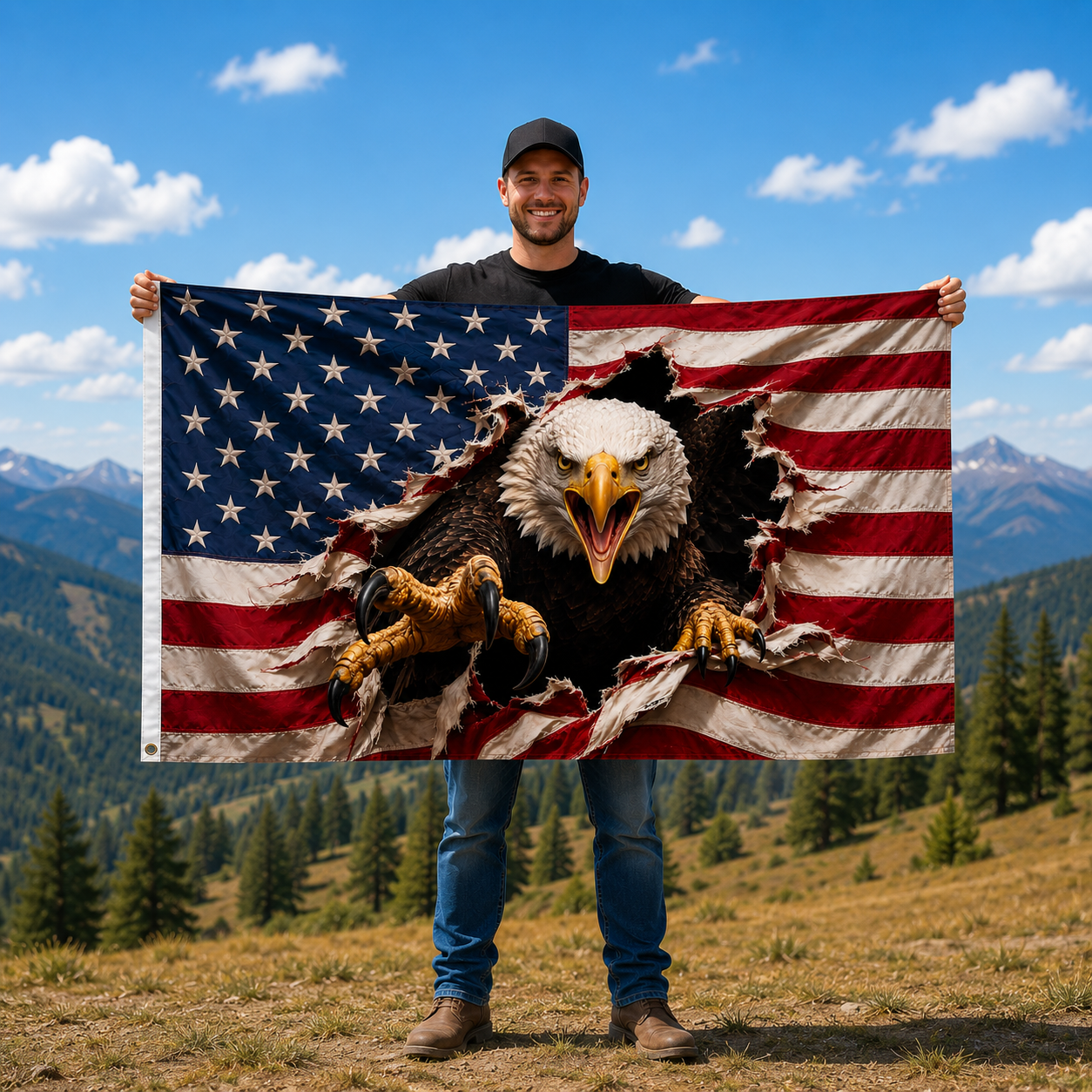 Patriotic American Eagle Double-Sided Flag – Indoor & Outdoor Display
