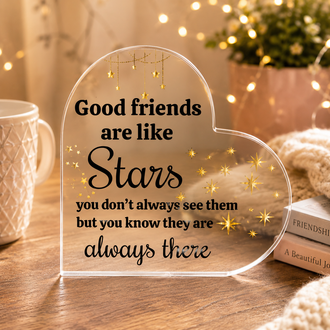 Good Friends Are Like Stars Heart Acrylic Gift for Friend