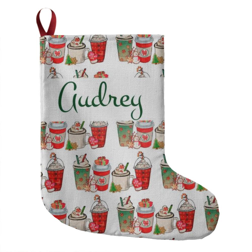 Customizable Christmas Lattes GIANT Holiday Stocking