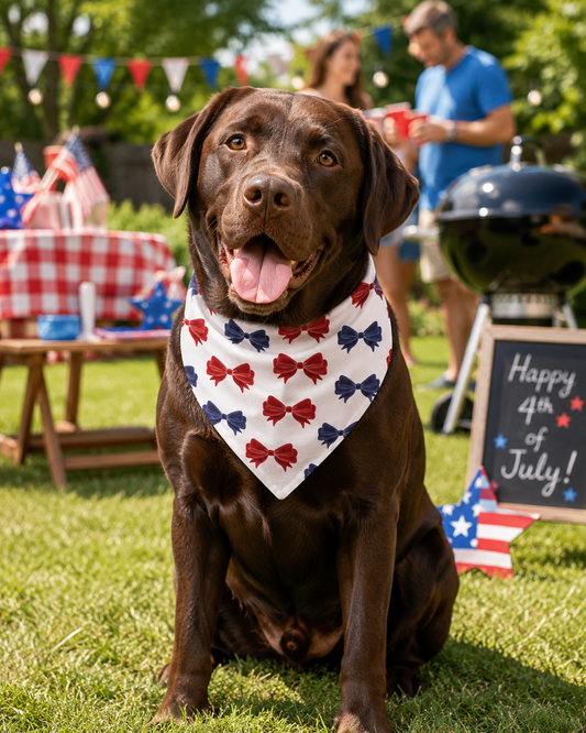 Patriotic Bow Dog Bandana