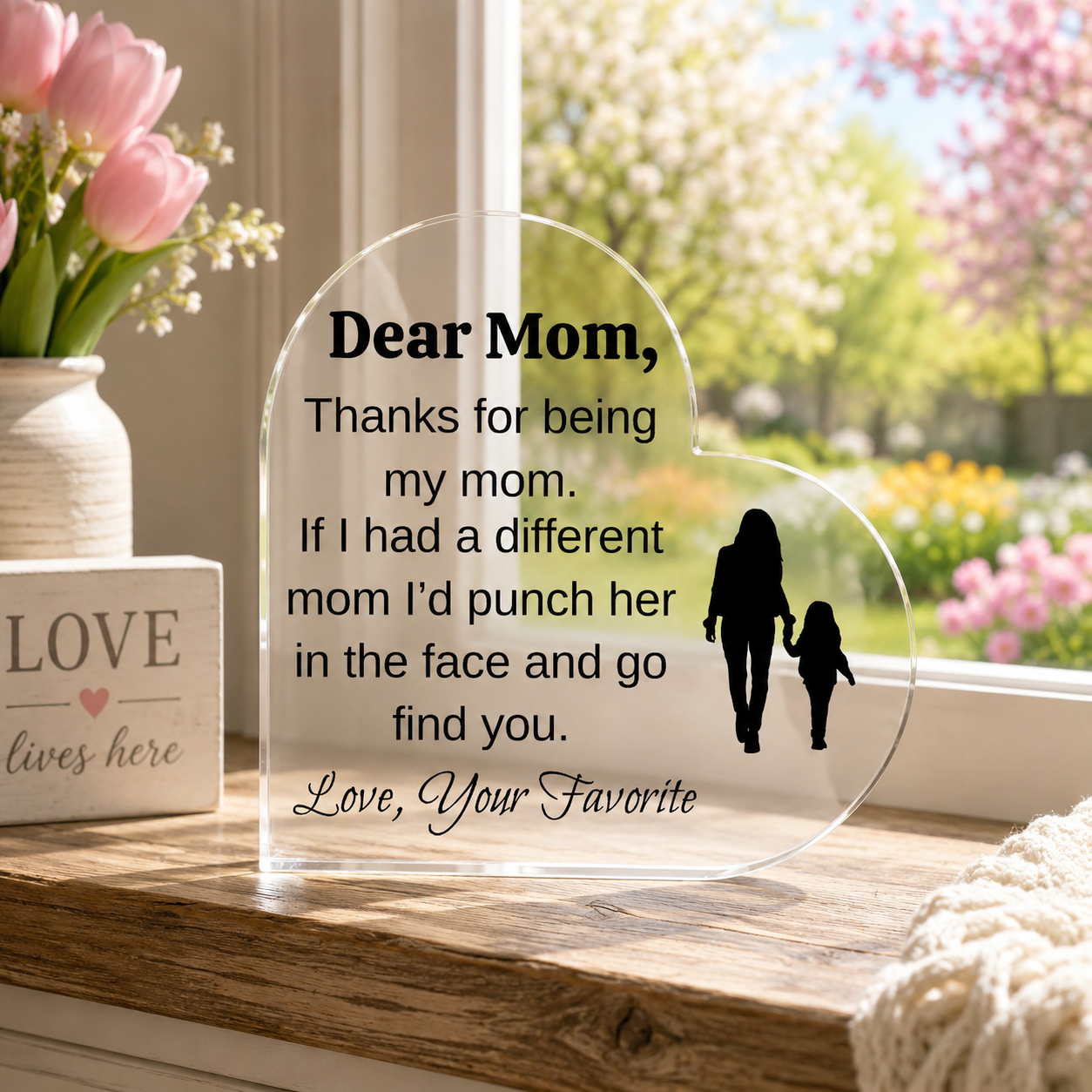 Dear Mom Heart Acrylic Gift – Funny Personalized Gift from Daughter