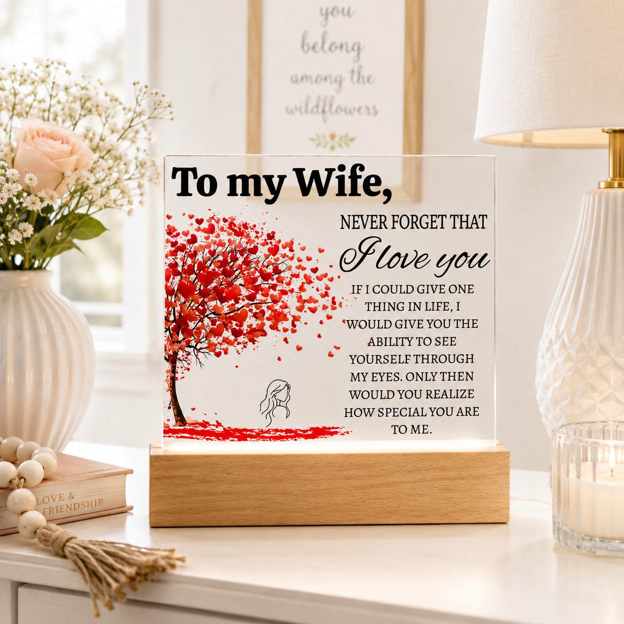 To My Wife LED Acrylic Plaque – Romantic Gift for Wife