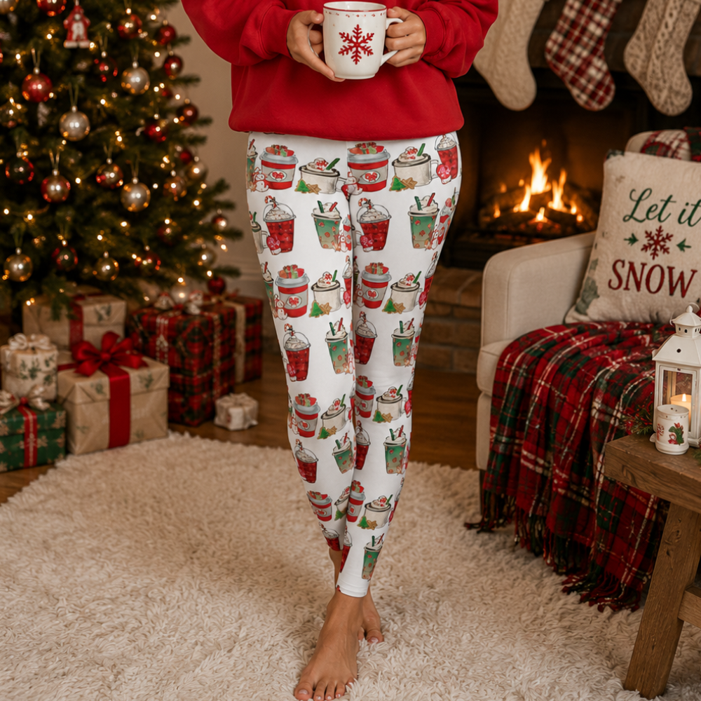 Personalized Holiday Coffee Lover Leggings