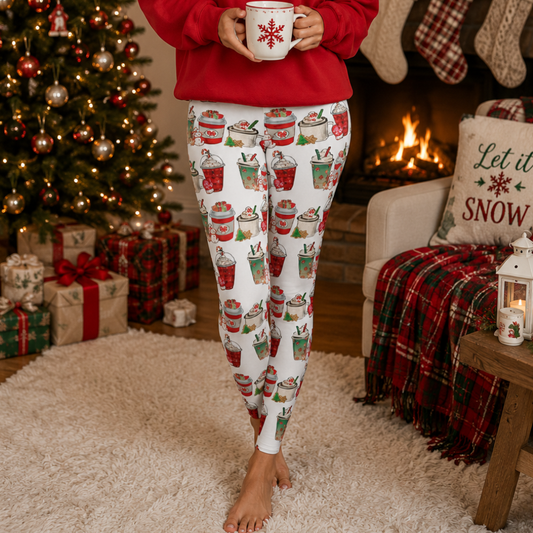 Personalized Holiday Coffee Lover Leggings