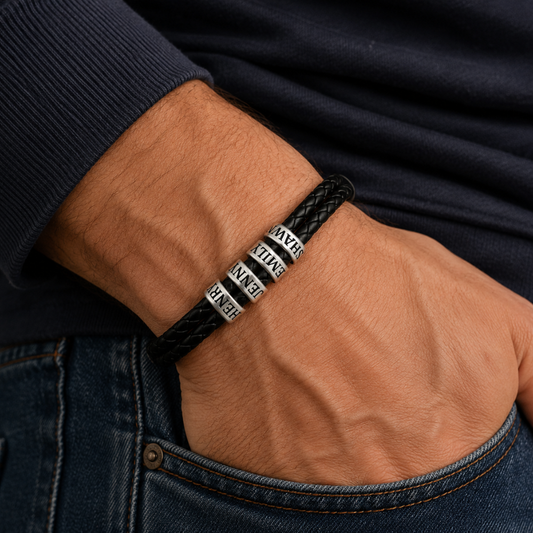 Personalized Leather Name Bracelet for Dad