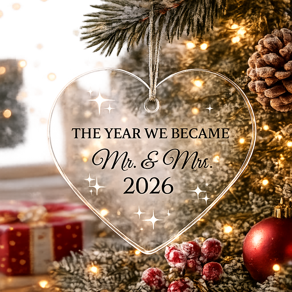 Personalized "The Year We Became Mr. & Mrs." Acrylic Heart Ornament