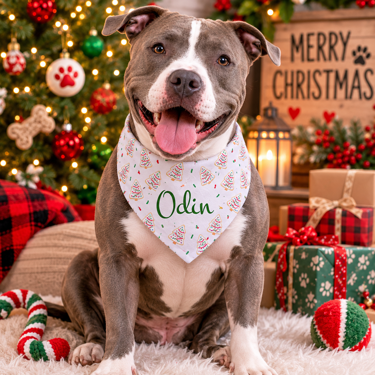 Personalized Christmas Tree Snack Cake Dog Bandana