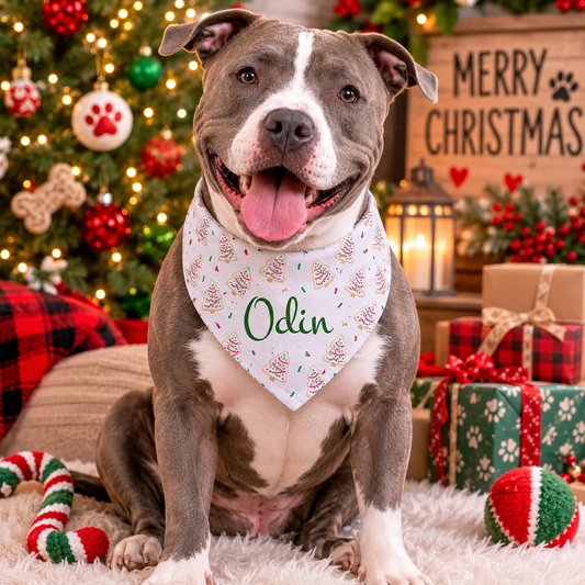 Personalized Christmas Tree Snack Cake Dog Bandana