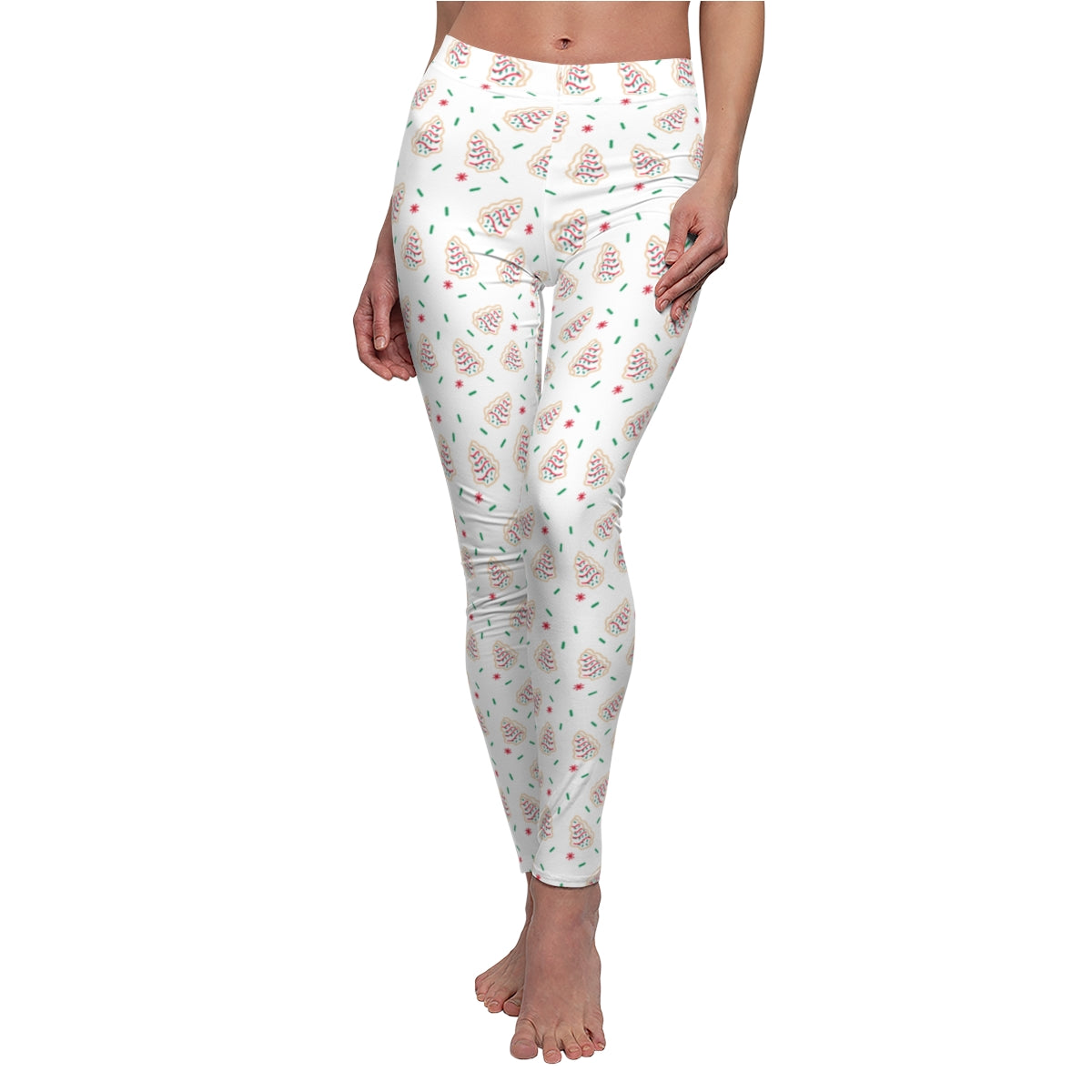 White Christmas Tree Snack Cake Leggings
