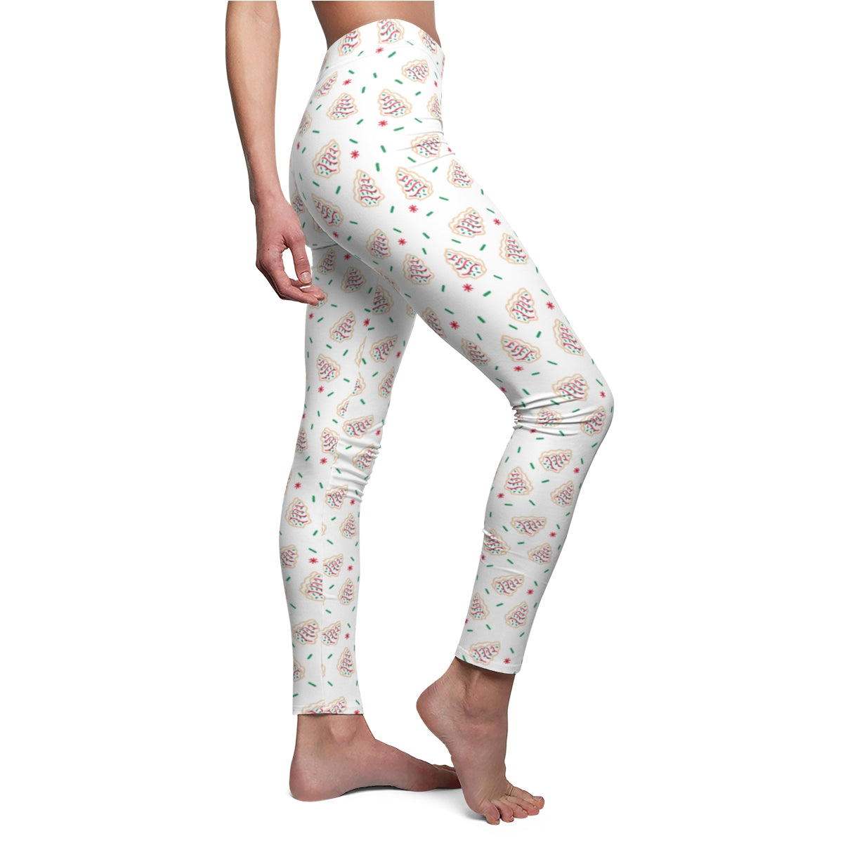 White Christmas Tree Snack Cake Leggings