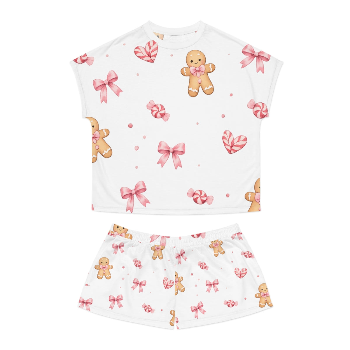 Gingerbread and Candies Pink Women's Christmas Pajamas